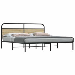 Berkfield Home Metal Bed Frame without Mattress Sonoma Oak 200x200 cm in Brown