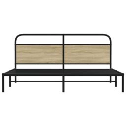 Berkfield Home Metal Bed Frame without Mattress Sonoma Oak 200x200 cm in Brown - thumbnail 4