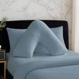 Snug City Teddy Bear Fleece Super Soft Cosy V Shape Pillowcase in Blue - thumbnail 1