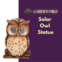 Marco Paul Solar Powered Blinking Owl Garden Ornament 25cm in Brown - thumbnail 3