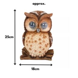 Marco Paul Solar Powered Blinking Owl Garden Ornament 25cm in Brown - thumbnail 2