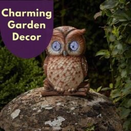 Marco Paul Solar Powered Blinking Owl Garden Ornament 25cm in Brown - thumbnail 6