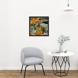 "Artery8 Wall Art Print Egon Schiele Crescent Of Houses II Island Town Cropped Square Framed Picture 16X16 Inch in Black - Size: W16"" x H16""" - thumbnail 2