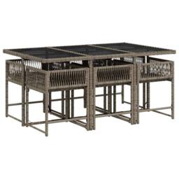 Berkfield Home Garden Dining Set - Grey - PE Rattan - 6-Seater - Foldable - thumbnail 3