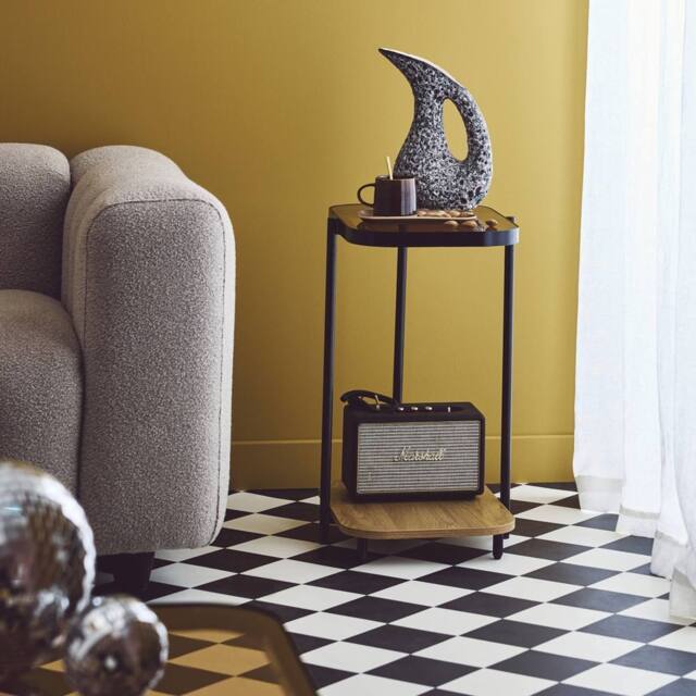 sweeek Vintage Black Metal Side Tables With Glass Tops in Light Brown - image 1