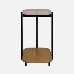sweeek Vintage Black Metal Side Tables With Glass Tops in Light Brown - thumbnail 2