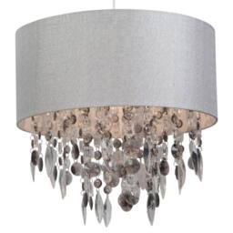 First Choice Lighting Pair of Large 40cm Easy Fit Shades in Grey with Acrylic Droplets in Silver - thumbnail 6
