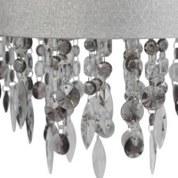 First Choice Lighting Pair of Large 40cm Easy Fit Shades in Grey with Acrylic Droplets in Silver - thumbnail 7