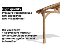Dunster House Wooden Porch Canopy Kit 3m x 1.5m Door Shelter With Black Shingles in Brown - thumbnail 4