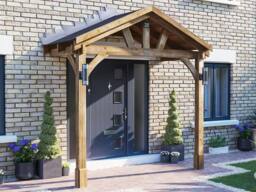Dunster House Wooden Porch Canopy Kit 3m x 1.5m Door Shelter With Black Shingles in Brown - thumbnail 2