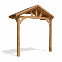 Dunster House Wooden Porch Canopy Kit 3m x 1.5m Door Shelter With Black Shingles in Brown - thumbnail 1