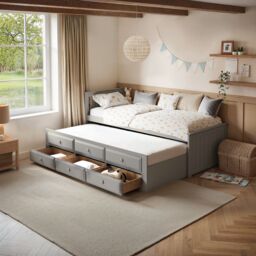 Flair Montana Captains Bed with Drawers in Grey - Size: Single - thumbnail 3