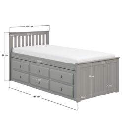 Flair Montana Captains Bed with Drawers in Grey - Size: Single - thumbnail 7