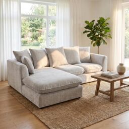 Abakus Direct Lucas Water Repellent Velvet Chenille Left Facing Corner Sofa in Silver - thumbnail 8