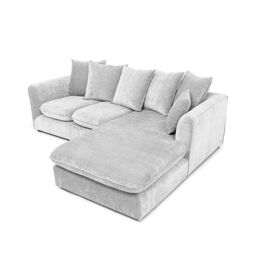 Abakus Direct Lucas Water Repellent Velvet Chenille Left Facing Corner Sofa in Silver - thumbnail 3