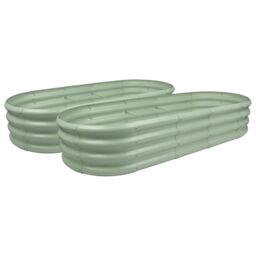 Harbour Housewares Rounded Galvanised Steel Raised Garden Bed - 180cm x 90cm - 2pc in Green - Size: 180 cm x 90 cm - thumbnail 1