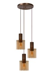 Lucide 'TOLEDO' Dimmable Adjustable Vintage Cluster Pendant Light 3xE27 in Orange - thumbnail 2