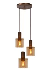 Lucide 'TOLEDO' Dimmable Adjustable Vintage Cluster Pendant Light 3xE27 in Orange