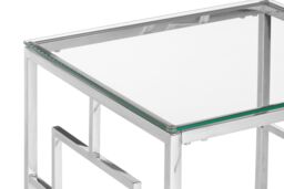 Orsina Contemporary Clear Glass & Silver Base End Table, Tempered Glass - thumbnail 4