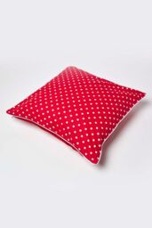 Homescapes Cotton Polka Dots Cushion Cover in Red - Size: 60 cm x 60 cm - thumbnail 4