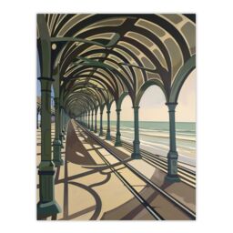 "Artery8 Victorian Pier Blackpool England UK Seaside Wall Art Print in Beige - Size: W24"" x H32""" - thumbnail 1