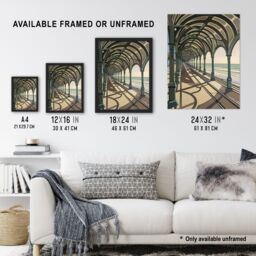 "Artery8 Victorian Pier Blackpool England UK Seaside Wall Art Print in Beige - Size: W24"" x H32""" - thumbnail 3