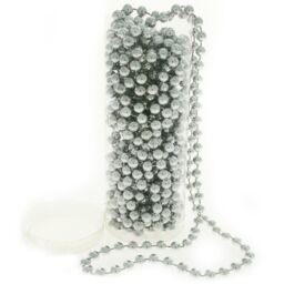 Shatchi Silver Shiny Christmas Bead Chain Metallic Beaded Garland Artificial Pearls Tinsel For Christmas Tree Hanging Decorations - thumbnail 4