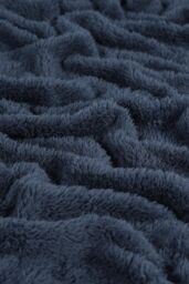 OHS Large Teddy Fleece Throw Blanket in Navy - Size: 200 cm x 240 cm - thumbnail 3