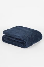 OHS Large Teddy Fleece Throw Blanket in Navy - Size: 200 cm x 240 cm - thumbnail 1