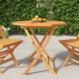Berkfield Home Folding Garden Table 85x85x76 cm Solid Teak Wood in Brown - Size: 85 x 85 x 76 cm