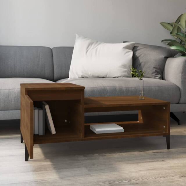 Berkfield Home Decorative Coffee Table Brown Oak 100x50x45 cm Engineered Wood - Size: 100 x 50 x 45 cm - image 1