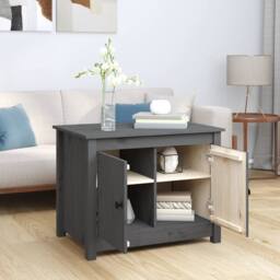 Berkfield Home Coffee Table Grey 71x49x55 cm Solid Wood Pine - Size: 71 x 49 x 55 cm - thumbnail 3