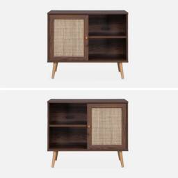 sweeek 80cm scandi-style storage cabinet with wooden & cane rattan in Dark Brown - thumbnail 2