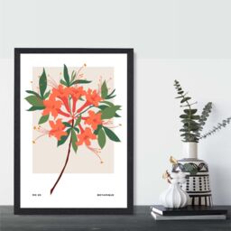 ARTZE Orange Firecracker Plant Flower Market Simplicity Framed Print SIZE: A2 with Black Frame - Size: A4 - thumbnail 2