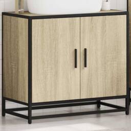 Berkfield Home Elegant Bathroom Sink Cabinet Sonoma Oak 65x33x60 cm Engineered Wood in Tan - Size: 65 x 33 x 60 cm - thumbnail 4