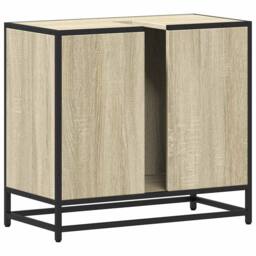Berkfield Home Elegant Bathroom Sink Cabinet Sonoma Oak 65x33x60 cm Engineered Wood in Tan - Size: 65 x 33 x 60 cm - thumbnail 7