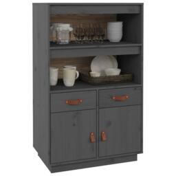 Berkfield Home Highboard Grey 67x40x108.5 cm Solid Wood Pine - thumbnail 4