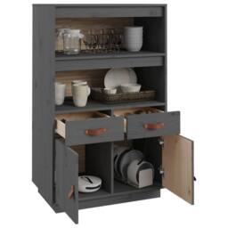 Berkfield Home Highboard Grey 67x40x108.5 cm Solid Wood Pine - thumbnail 5
