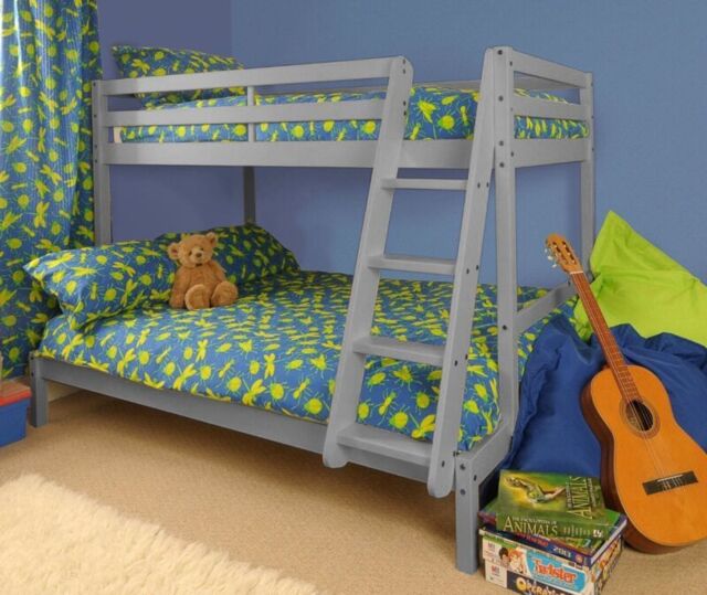 Comfy Living Ltd Wooden Triple Bunk 3ft/4ft In Various Colours in Grey