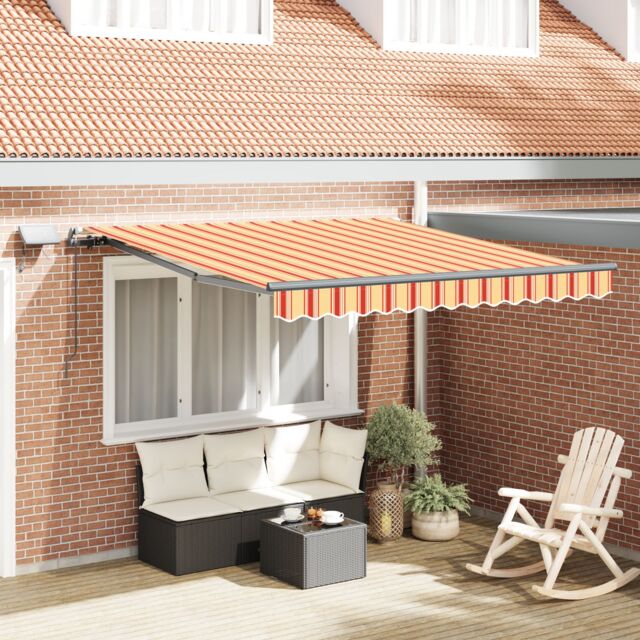 Berkfield Home Manual Retractable Awning with LED Yellow & Orange 350x250 cm - image 1