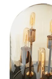 Orsina Amber Glass Dome Table Lamp, Antique Wood Base With Brass Holders, Elegant Cylindrical Bulb Design in Gold - thumbnail 5