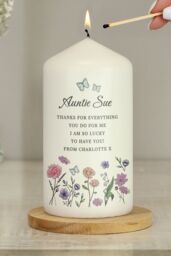 Personalised Memento Company Women's Personalised Wild Flowers Pillar Candle in Off-White - thumbnail 4