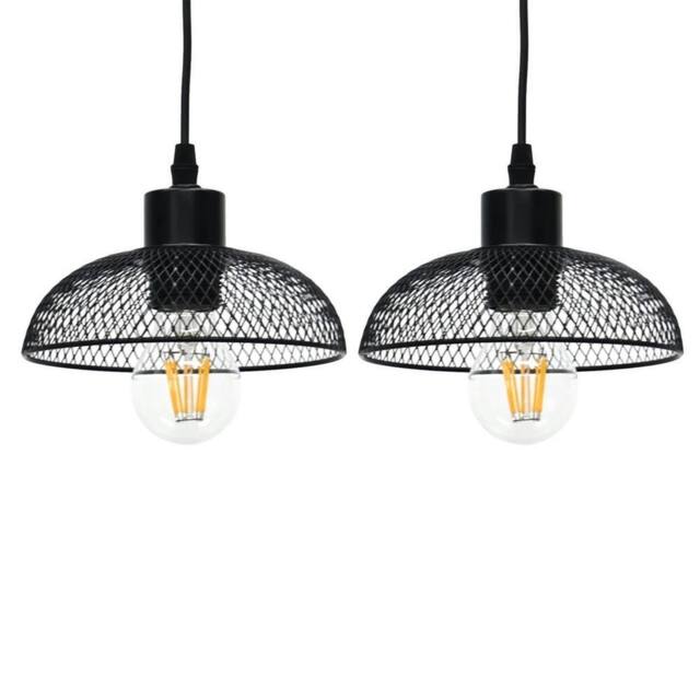 EONLION 2 Matt Black Metal Mesh 18cm Easy Fit Ceiling Light Pendant Shades - image 1