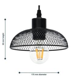 EONLION 2 Matt Black Metal Mesh 18cm Easy Fit Ceiling Light Pendant Shades - thumbnail 2