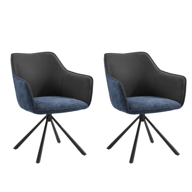 Home Detail Lisbon Fabric Swivel Dining Chair Set of 2, Grey/Beige in Blue - Size: 2 Pack - image 1