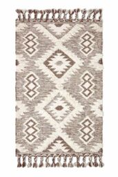 Homescapes Lhasa Handwoven Textured Kilim Wool Rug in Brown - Size: 120 cm x 170 cm - thumbnail 2