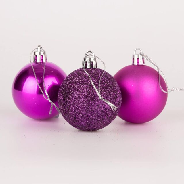 Shatchi 50mm/9Pcs Christmas Baubles Shatterproof Purple, Tree Decorations in Purple - image 1