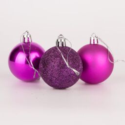 Shatchi 50mm/9Pcs Christmas Baubles Shatterproof Purple, Tree Decorations in Purple - thumbnail 1