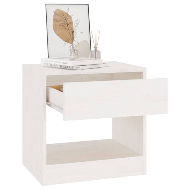 Berkfield Home Elegant Bedside Cabinet White 40x31x40 cm Solid Pinewood - Size: 40 x 31 x 40 cm - image 1