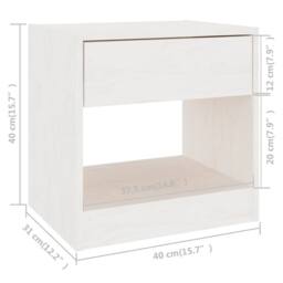 Berkfield Home Elegant Bedside Cabinet White 40x31x40 cm Solid Pinewood - Size: 40 x 31 x 40 cm - thumbnail 7